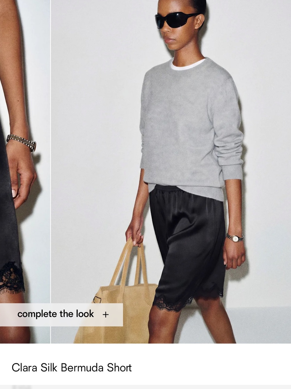 Reformation Clara Silk Bermuda Shorts — Black - Picture 3 of 4
